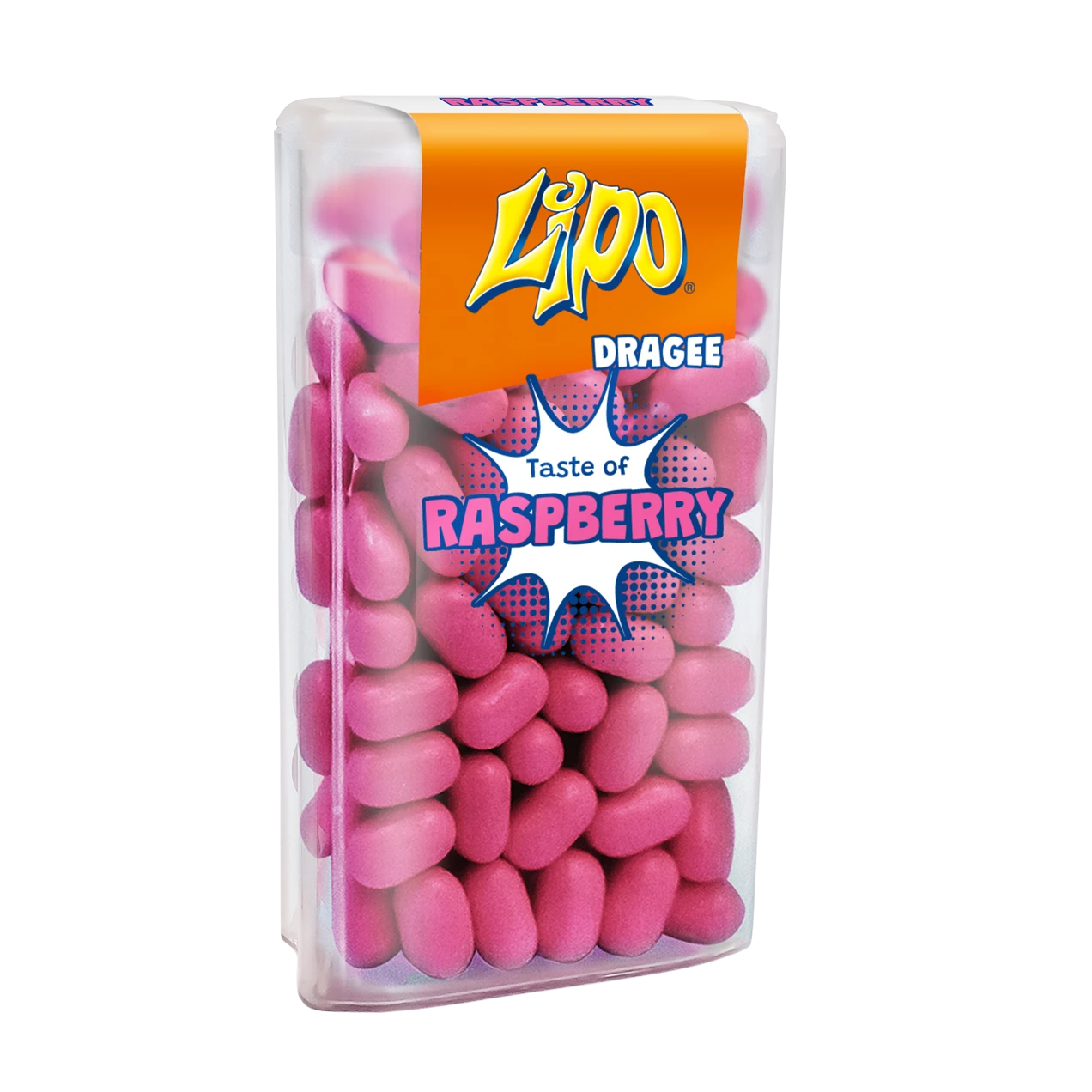 Raspberry dragee oválné